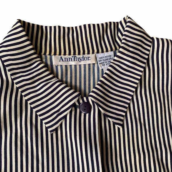 Vintage Ann Taylor Striped Rayon Classic Blouse - Picture 2 of 6